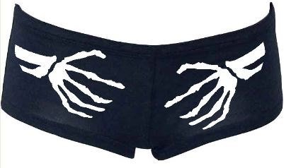 pepperlingerie's tweet photo. Skeleton Hands Halloween printed ladies boyshorts/underwear - funny cute rude joke costume bones https://t.co/voToWwc3TG