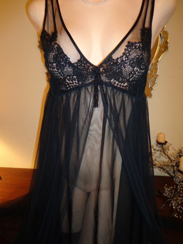 pepperlingerie's tweet photo. Vintage Black Nightgown Gown Lingerie ~ Gothic Sheer Lace Pearls Sequins ~ Couture Designer Neiman Marcus Tags 288.… https://t.co/Kgu0lMbqoP