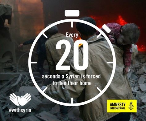 AmnestyIUoitDc's tweet photo. On average, every 20 seconds a Syrian is forced to flee their home. #savingsyria #march29th #amnesty #msa #osp https://t.co/x9BVqusXT1