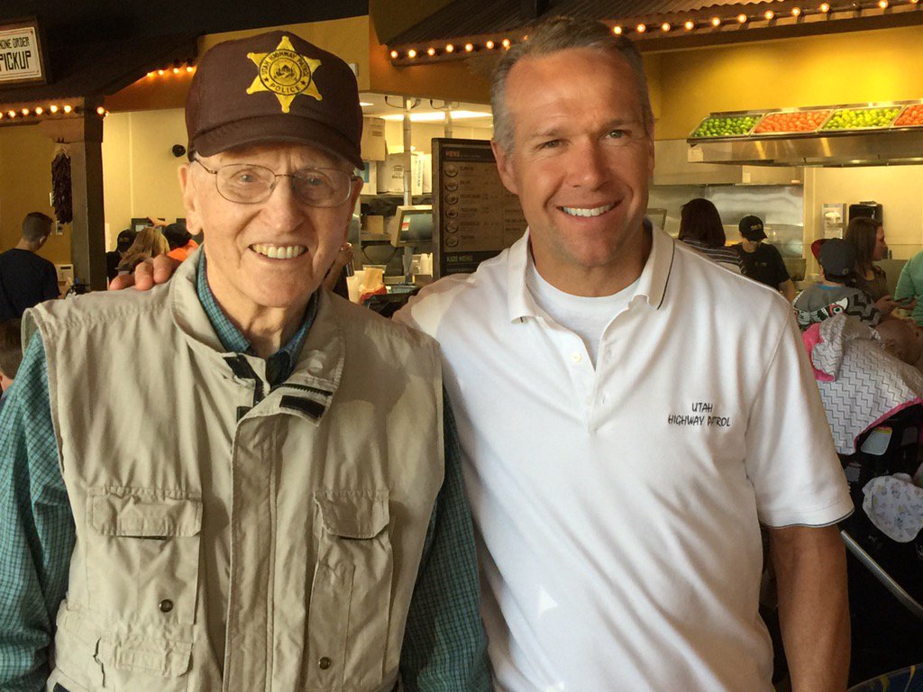 Retired and 90 yr old trooper Scott Lee. He is a proud trooper. Funny who you run into
