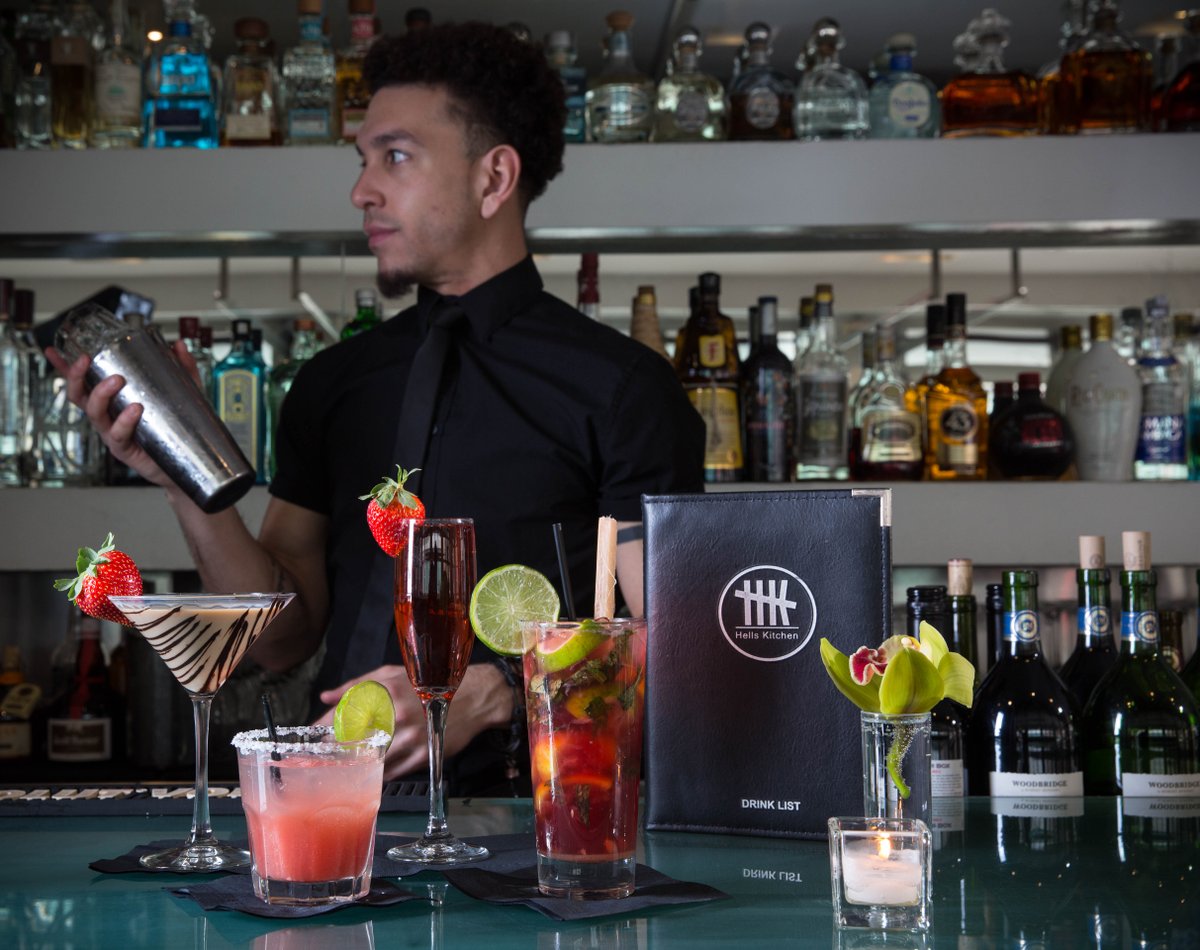 hk_hellskitchen's tweet photo. We're lining them up, getting ready for #happyhour from 4-7PM. Are you down? #HK  #Drinks #Cocktails #Bottomsup https://t.co/idfG41gGQd
