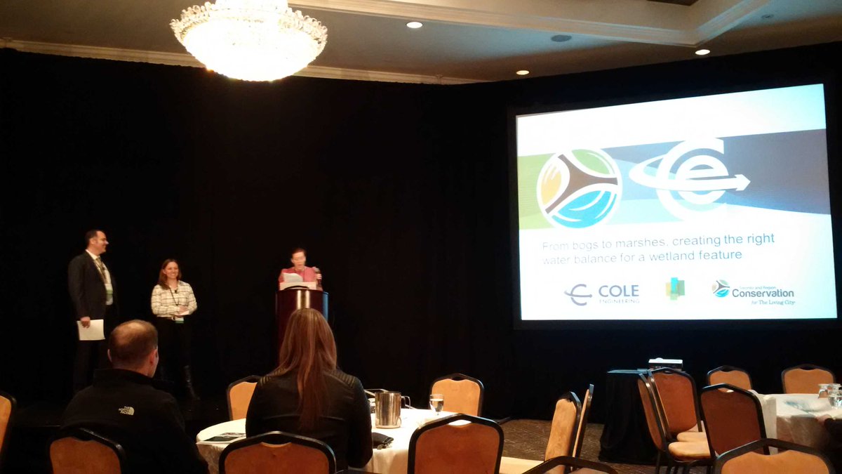 mbassingthwaite's tweet photo. @coleengineering #TRIECA2016 Geoff Masotti and Elyssa Elton presenting on wetland water balance #pinstripes https://t.co/yWabXJTMHJ