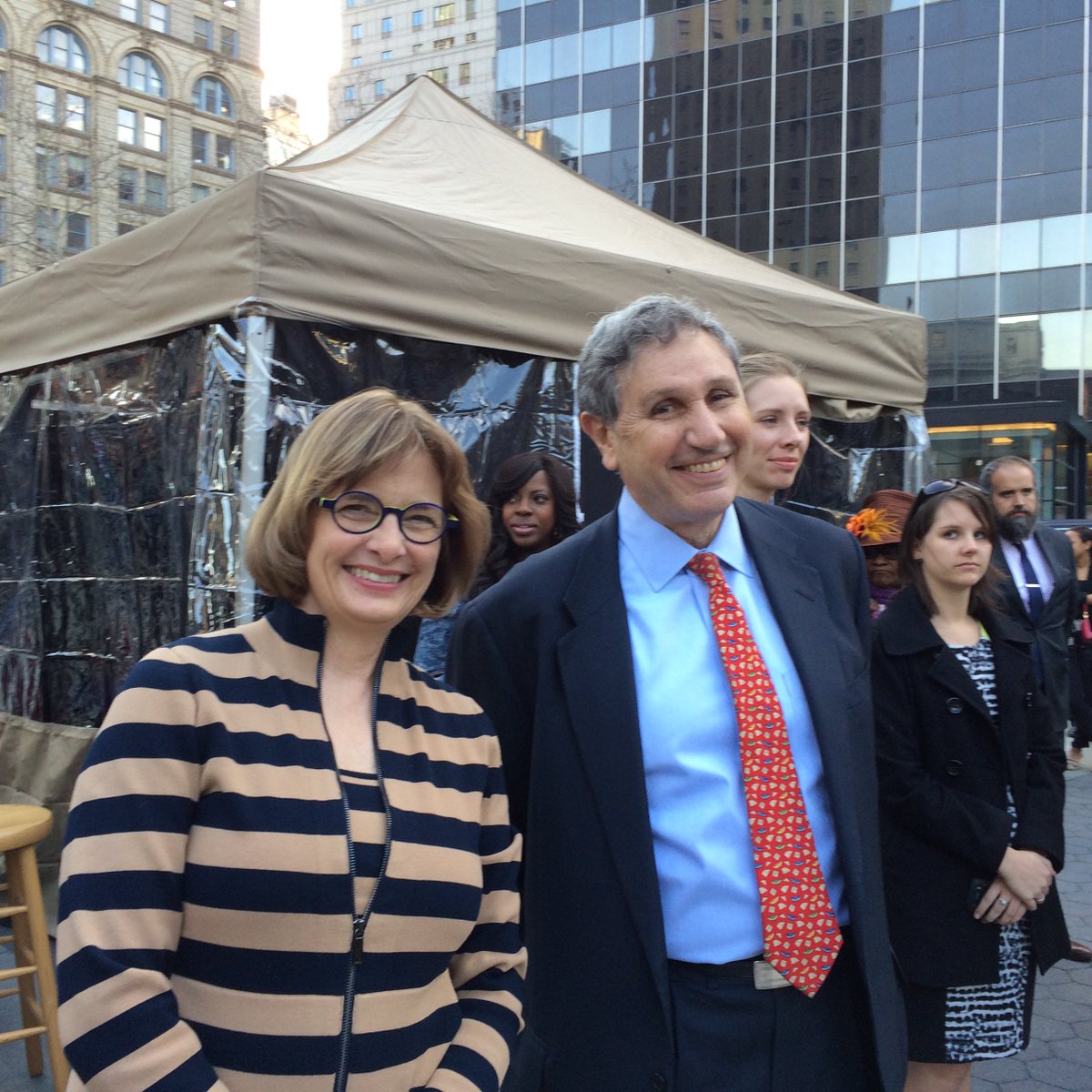 NYCHousing's tweet photo. HPD's Commissioner Vicki Been and @NYCPlanning Chair Carl Weisbrod celebrate passing of #MIH &amp; #ZQA https://t.co/Tht0vpd1bd