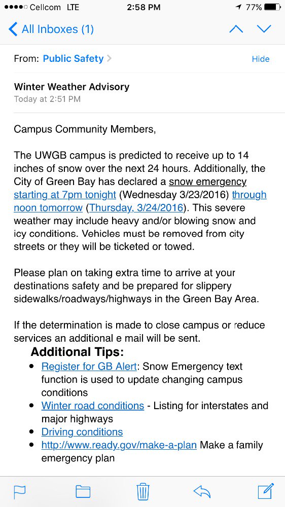 lexiwilson44's tweet photo. Nothing says welcome back from spring break like 14inches of snow https://t.co/417qrKGTeH