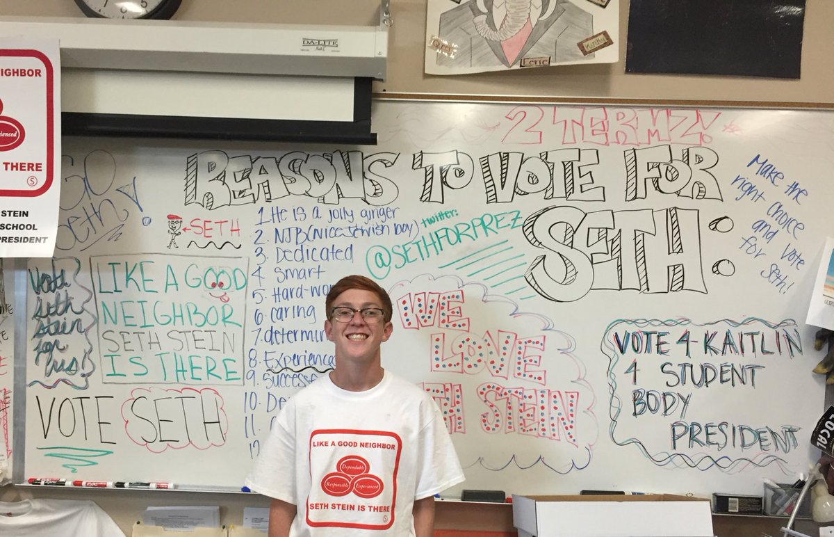SethForPrez's tweet photo. 1 DAY UNTIL ELECTIONS!!! VOTE SETH STEIN AND YOU WONT BE DISAPPOINTED!!! #Seth4prez https://t.co/zRGO76cuk4