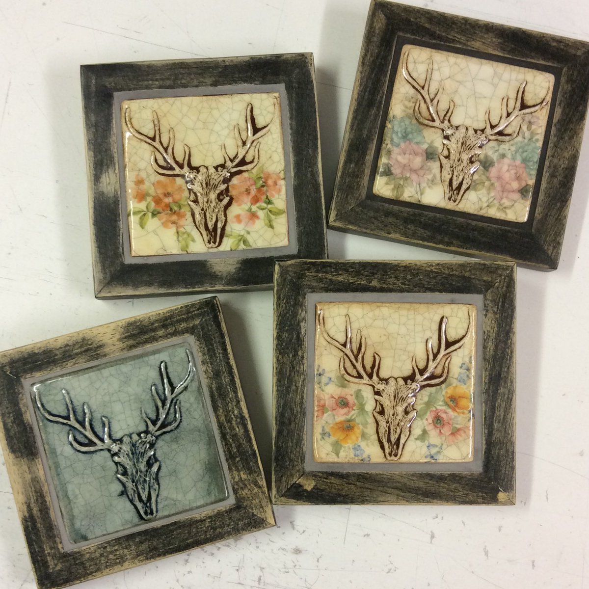 TileProductions's tweet image. New for this weekend @ML2Promotions Scottish tattoo con. Stag skulls and vintage floral