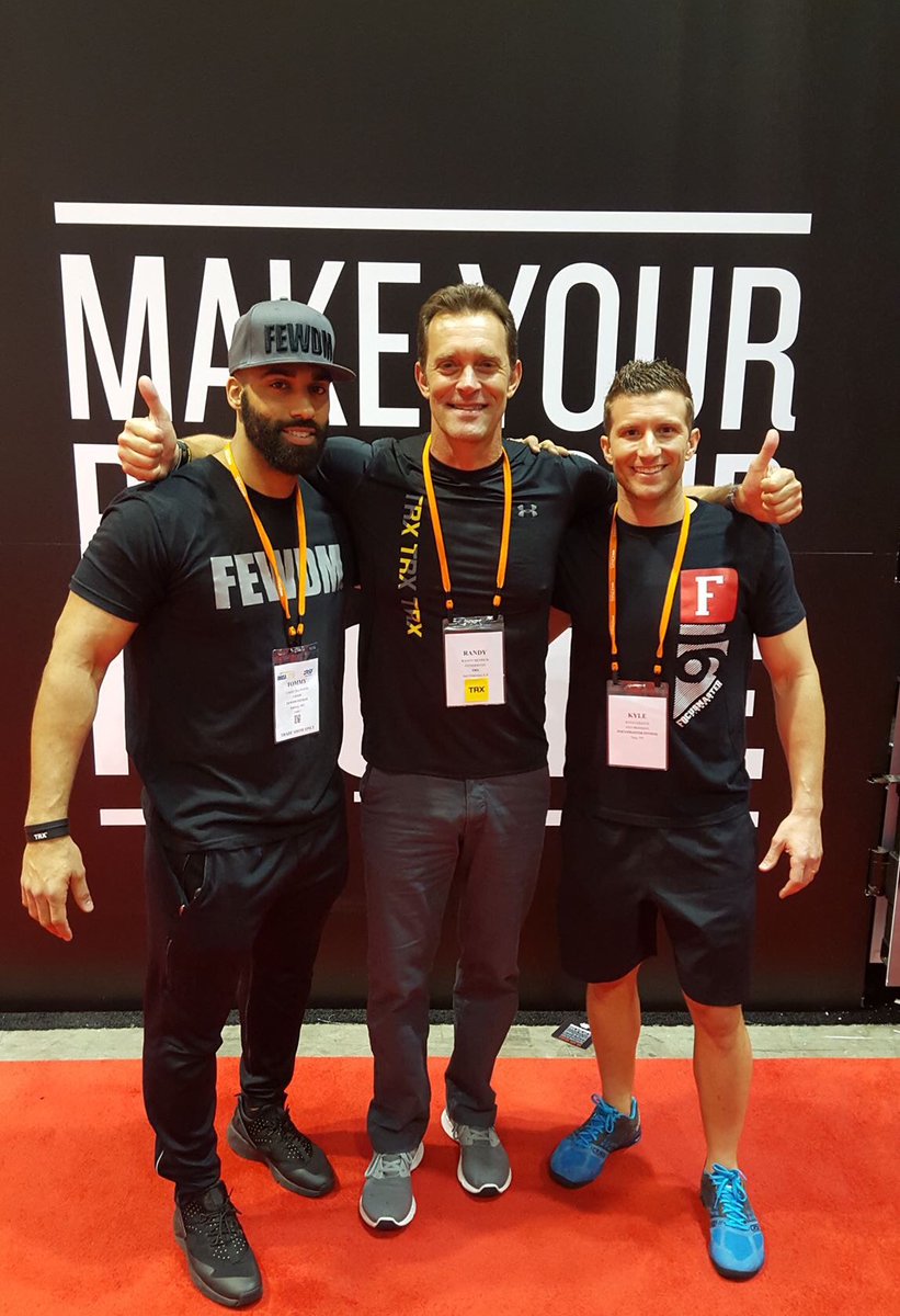 randyhetrick's tweet image. A couple of #SweatInc stars dropped by the booth to say hi! @KyleFocusmaster and @TommySaunders84 👌 #IHRSA2016