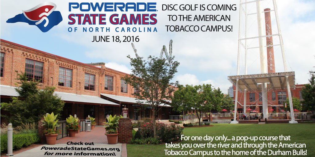 ATCDurham's tweet photo. Disc Golf is Coming to the American Tobacco Campus! #DiscGolf #Durham @StateGamesNC https://t.co/tnEMnFo17t https://t.co/Nnv6ts9FjT
