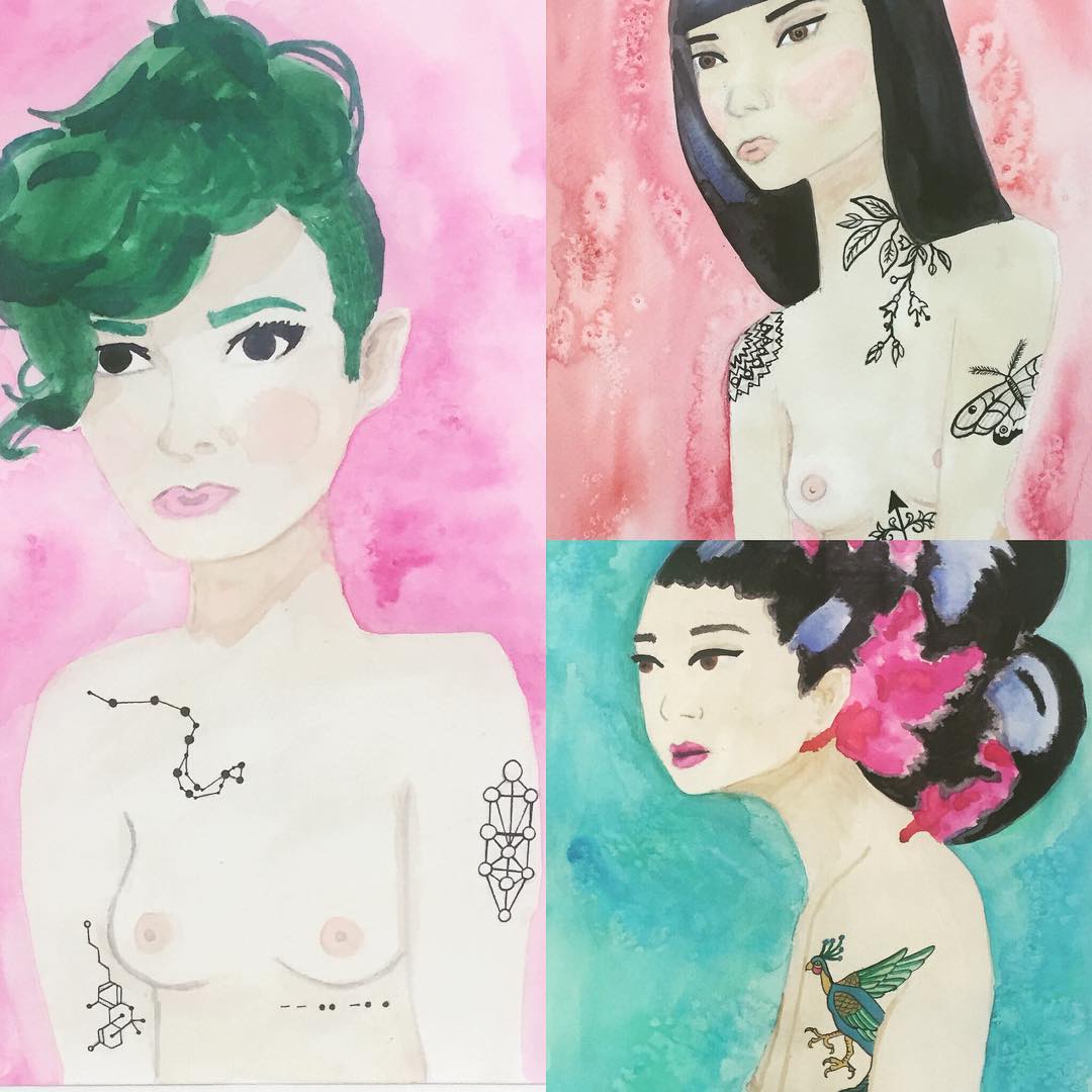DTLA_gallery101's tweet image. Congrats to our current #artist Kristy Walker! #SOLD #watercolors #tattoos #women #portraits #art #dtla