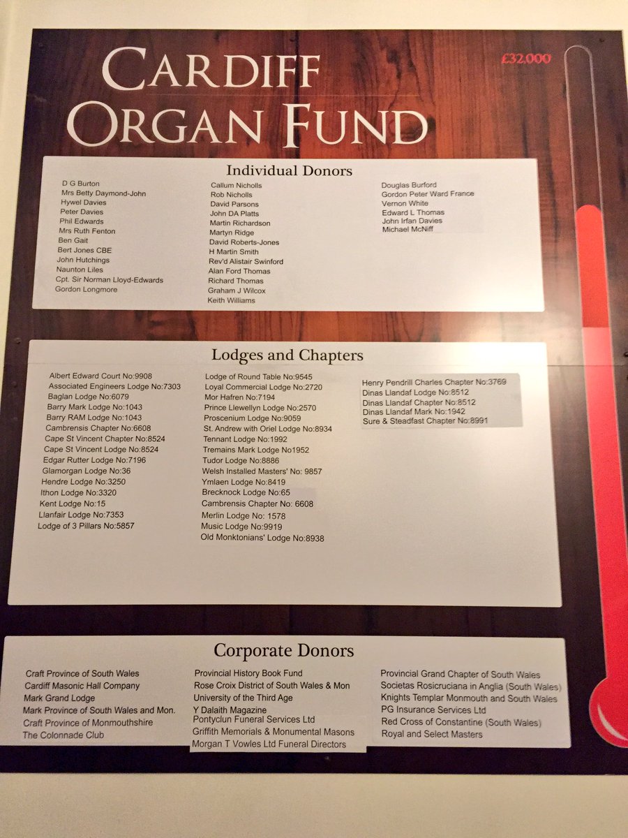 Proud to be recognised as a Corporate Donor <a href="/OrganCardiff/">Organ Cardiff</a> <a href="/CardiffMasonic/">Cardiff Masonic Hall</a>