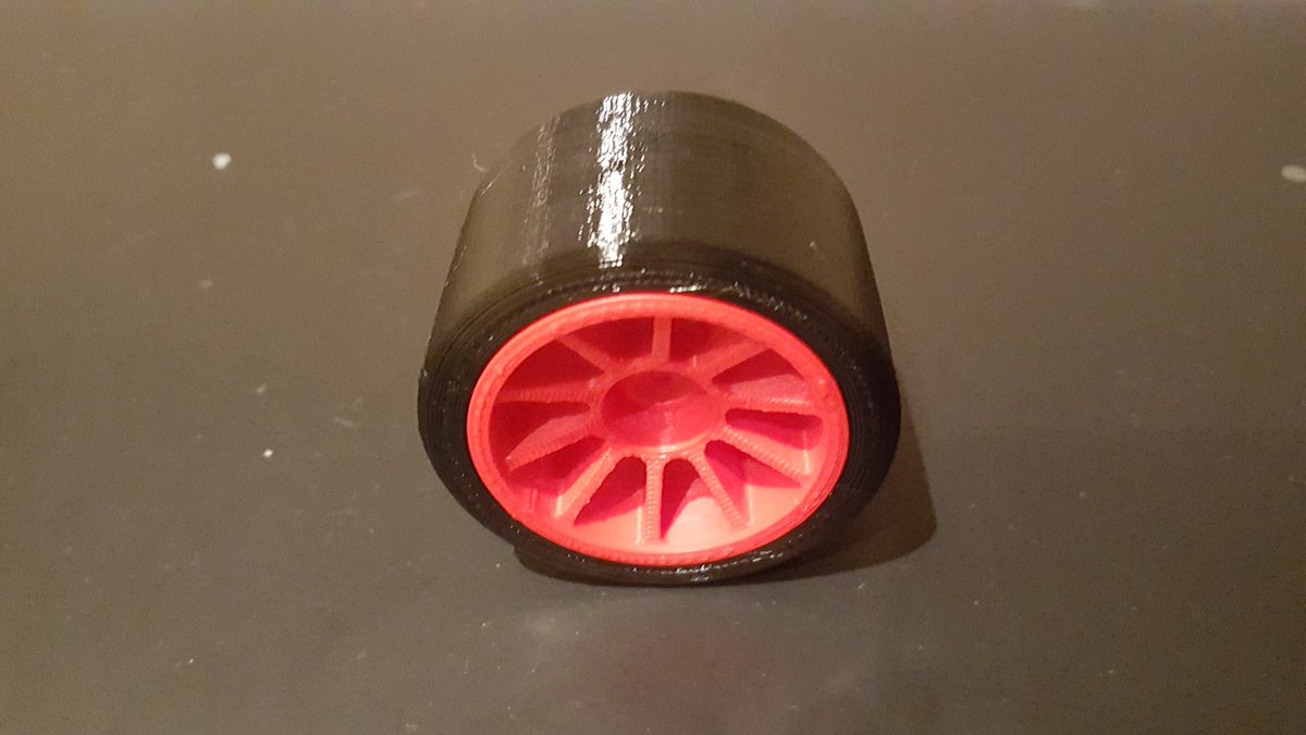 psyvision's tweet photo. #OpenRC #F1 slim wheels underway. @E3DOnline and @NinjaFlex3D courtesy of the @BigBox3D. Sweet! https://t.co/Lon0OxIhEs