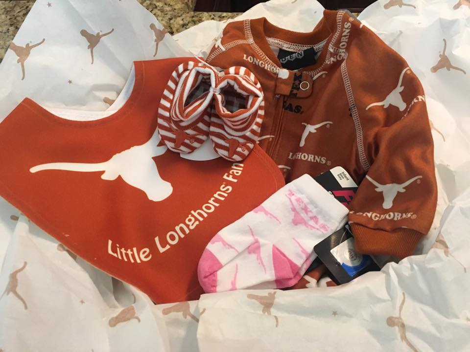 johnstonlinda22's tweet photo. What to give a friend for a new baby girl? What else? #starteearly #hookem https://t.co/jMfGPgbNLu
