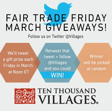 Villages's tweet photo. Each Friday in March we're gifting #fairtrade style to you! #LiveLifeFair #Contest https://t.co/22tX52HIWg