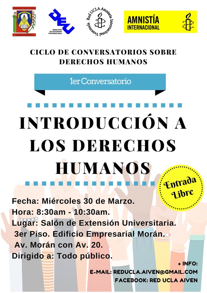 AIV_RedUCLA's tweet photo. Nuevos eventos sobre Educación en Derechos Humanos! Te esperamos. 
@amnistia @UCLAve @DEUcla https://t.co/34zyouhgof