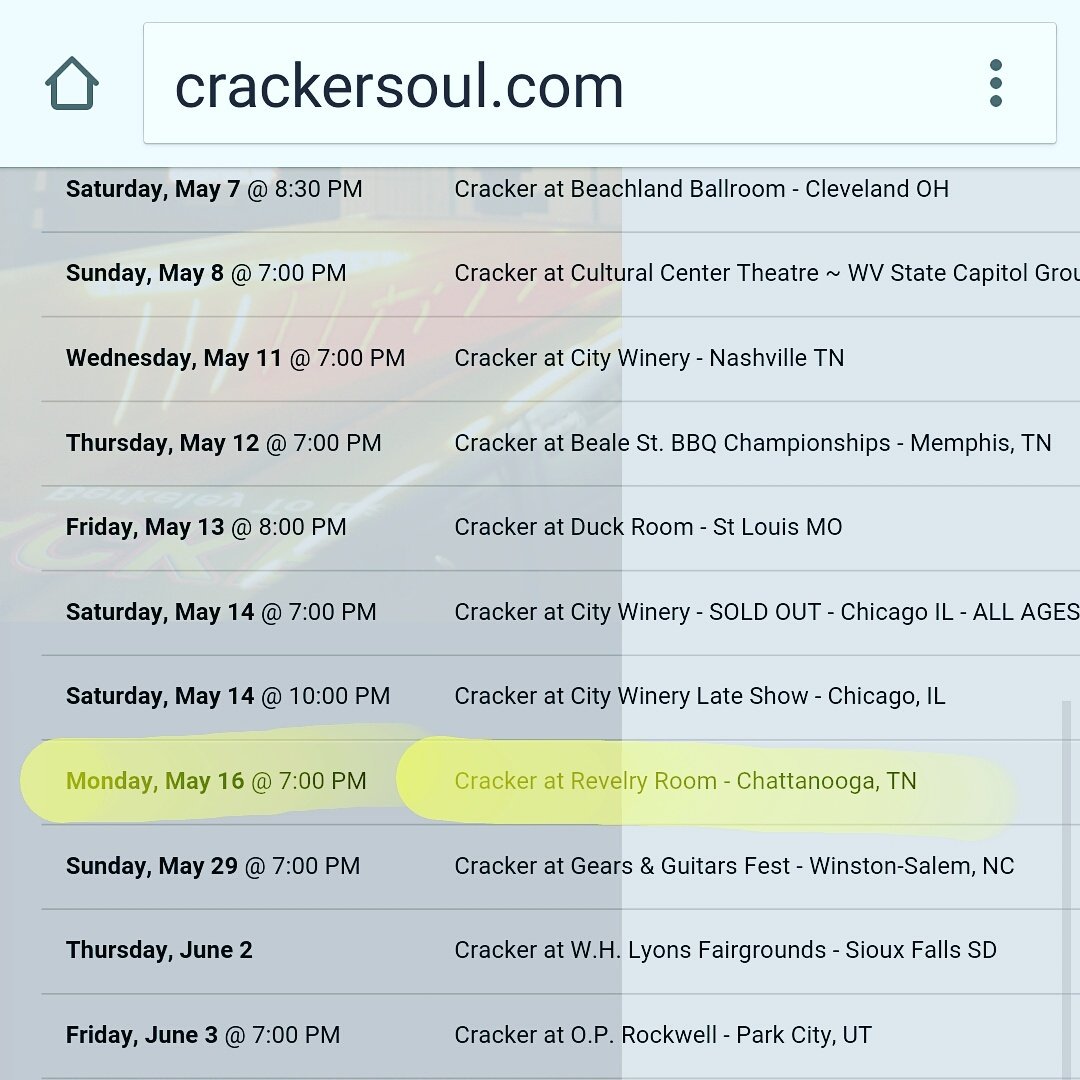 StoneOnAir's tweet photo. Well look at that! @TheBandCracker finally coming back to #cha #revelryroom #crackersoul #crackercrumbs #crumbs https://t.co/nBooo3s3rj