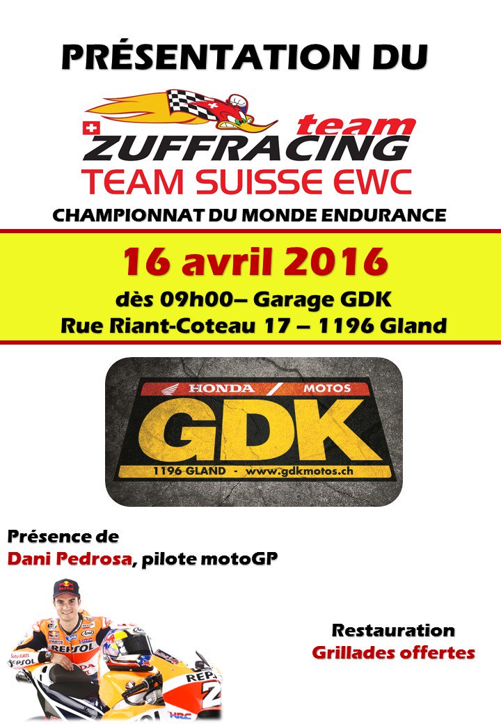 TeamZuff's tweet photo. Présentation officiel du Team le 16 avril à Gland. Venez nombreux https://t.co/r8hczbCCS2