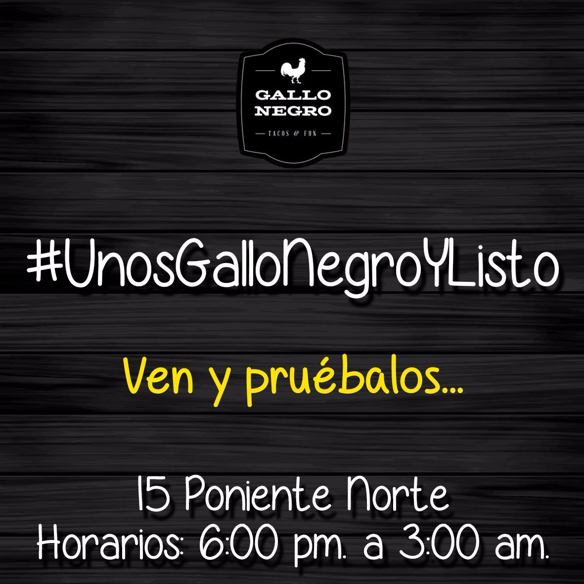 GALLONEGRO_TUX's tweet photo. Antojo de Tacos? #GalloNegro #ExpertosEnTacos https://t.co/Yc6QsjTIDH