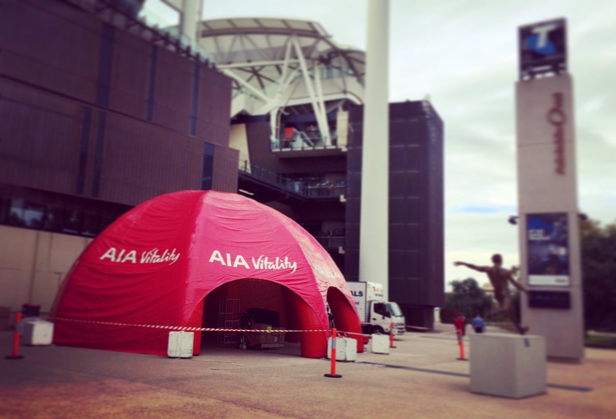 thecreativeshop's tweet photo. Setting up ahead of the @Socceroos game tonight!Check out the @AIAVitalityAU Dome! #AUSvTJK #FanEngagement #Digital https://t.co/rK5qtIEpVN