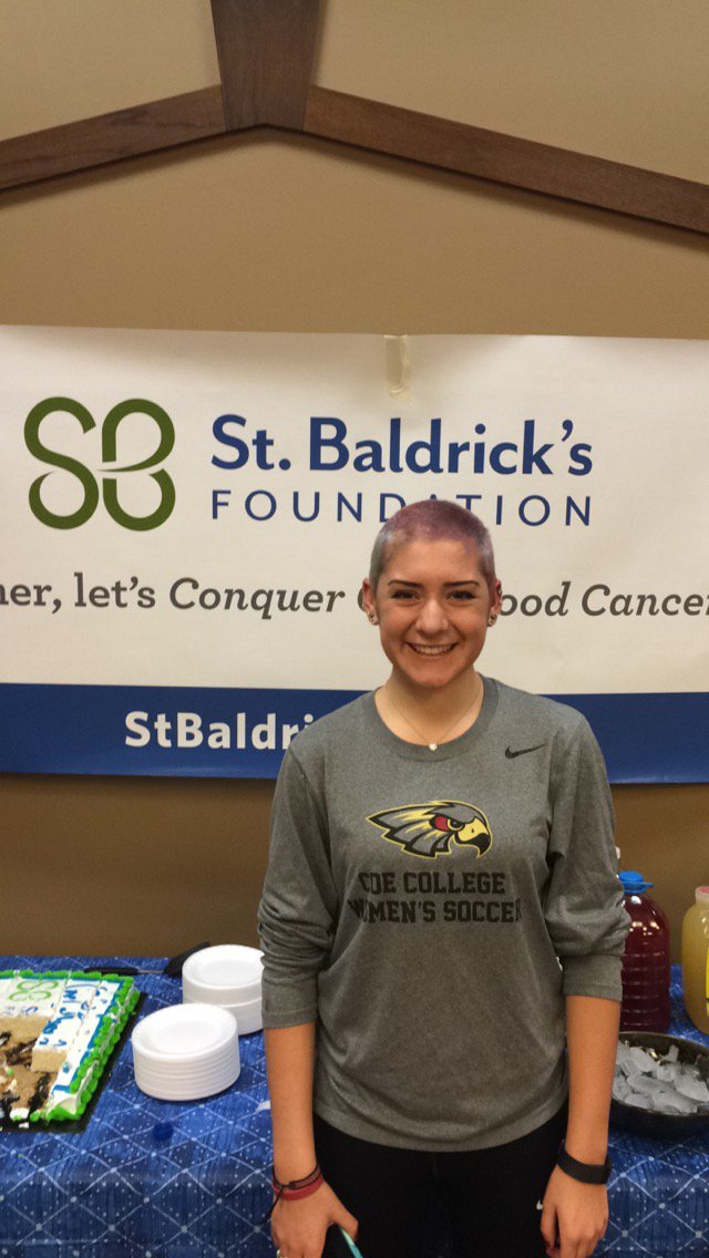 CoeStBaldricks's tweet photo. Delena Humble braved the shave. Will you? #CoeCollegeStBaldricks https://t.co/BmnIQ8tMWY
