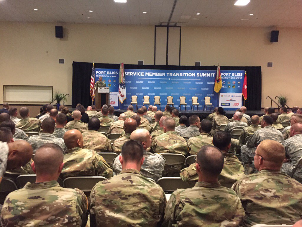 Amazing Day 1 <a href="/ftbliss/">Fort Bliss</a> Transition Summit with over 1100 Servicemembers preparing for their future. <a href="/hiringourheroes/">Hiring Our Heroes</a>