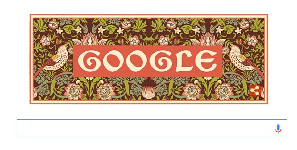Nickfromupnorth's tweet photo. Google Doodle celebrates birth of Walthamstow’s great William Morris. https://t.co/etIGzliimd