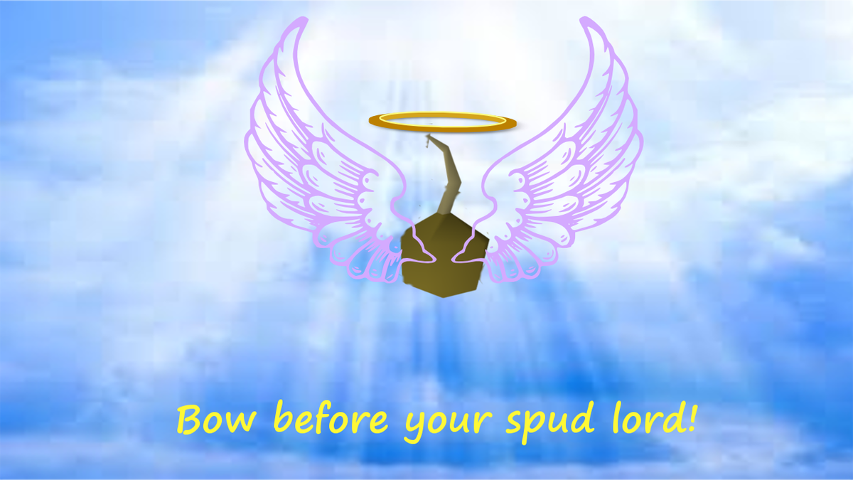 AricCooper's tweet photo. @brutalmoose here's a rendition of the potato seed god I slapped together in gimp lol #spudlord https://t.co/P8q8WxF6cn
