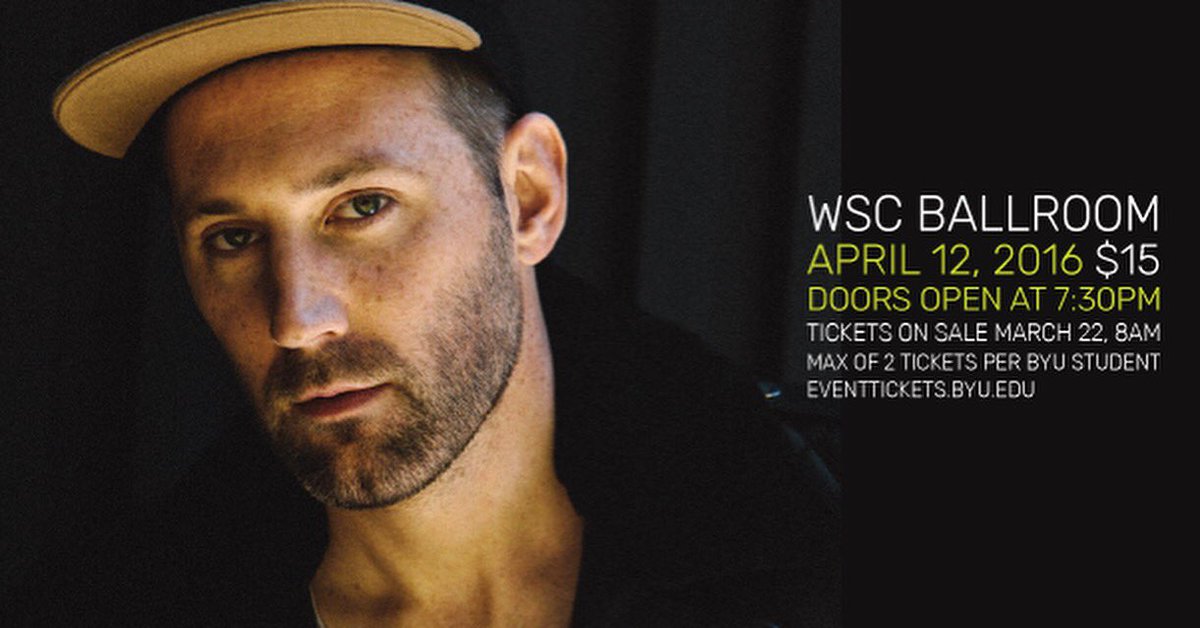 ChillinApp's tweet image. Thought we'd share the good news! Mat Kearney is performing at BYU April 12th!
