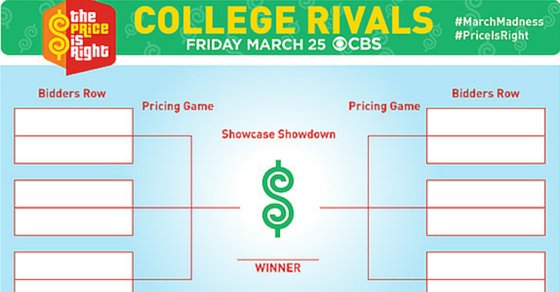 PriceIsRight's tweet photo. Don't miss #PriceIsRight's College Rivals Special on Friday! Grab your bracket &amp; play along: https://t.co/bQgqCJtTda https://t.co/eK44ZXJ0qp
