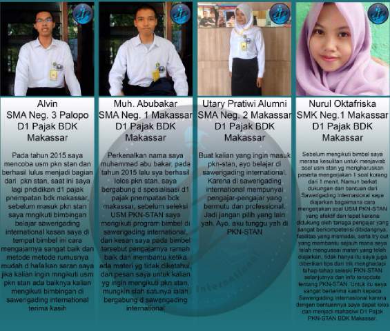 Testimoni dr bberapa alumni thn2015. Ayo jd alumni SI juga dan kuliah di PKN-STAN.  #MakeitHappenWhenYouGotTheChange