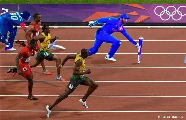 Thank god Dhoni is cricketer ~ Usain Bolt