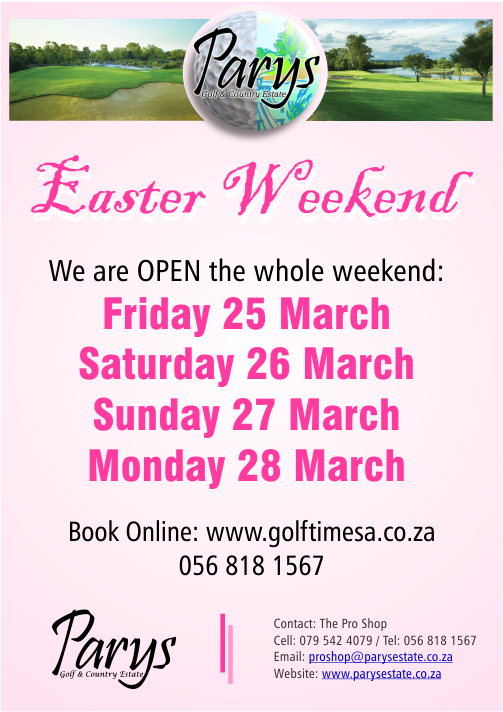 ParysGolfEstate's tweet photo. Come join us for GREAT golfing this Easter weekend @ParysGolfEstate book today. 056- 8181 567 https://t.co/XjDIJ3mxgJ