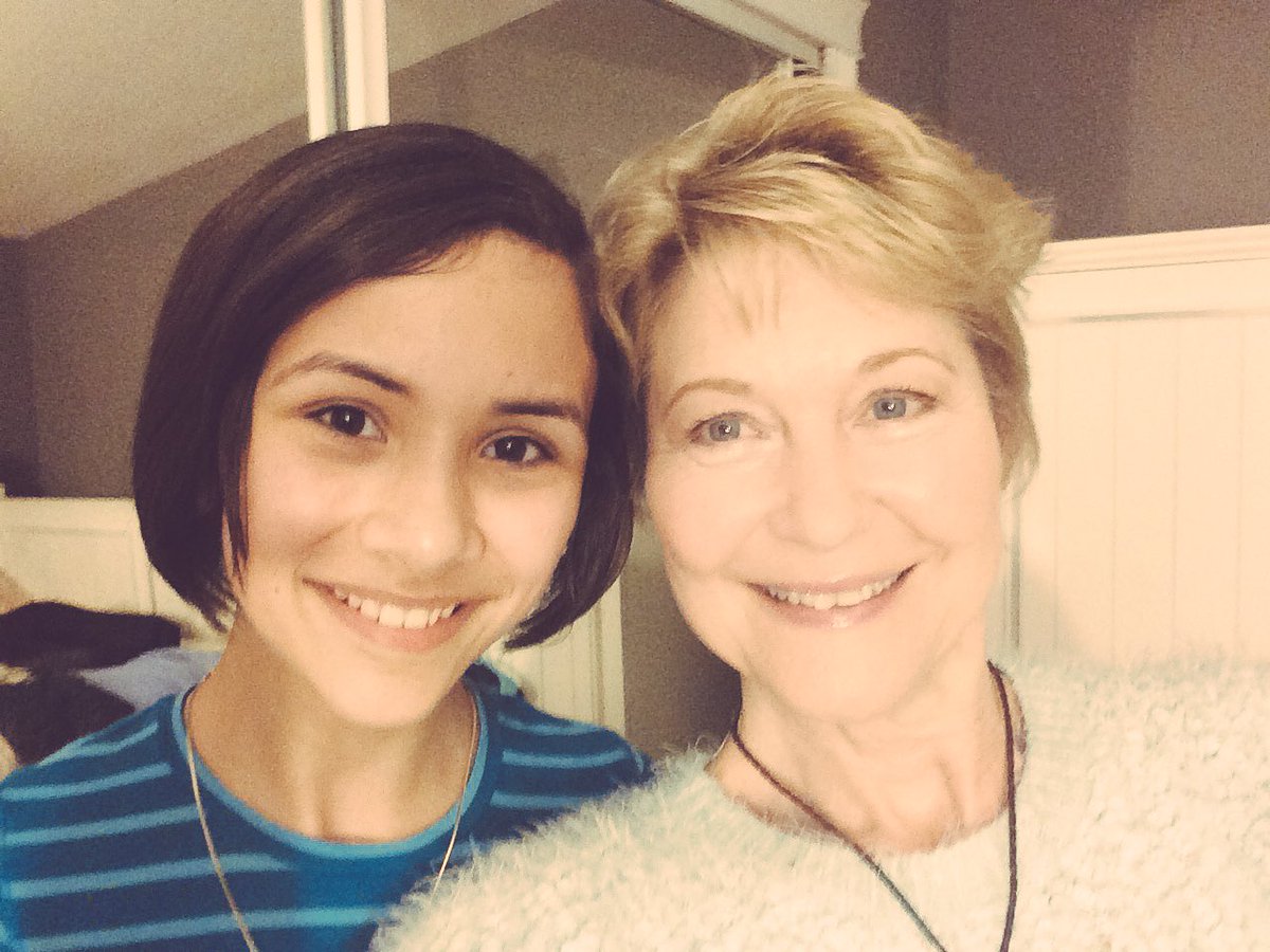 Dee_Wallace's tweet image. With skylar who is a fan of #JustAddMagic on the shoot for @aylamovie 
Her dad is producing. Beautiful!