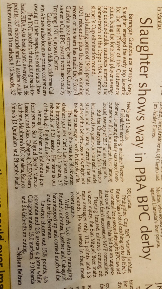 dbuzzketball's tweet photo. in phil star today... @GWillSlaughter leads bpc https://t.co/HVSJpGn9Cf