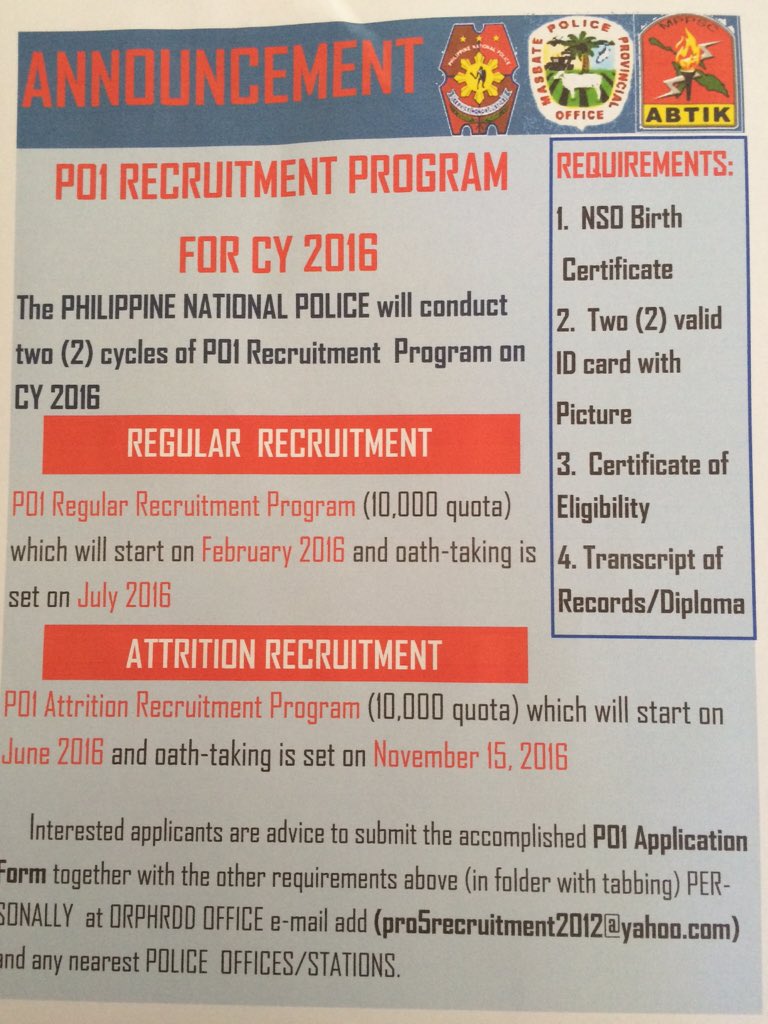 Masbate1stMPMFC's tweet photo. #AggressiveCampaign
#PO1Applicants
#RegularRecruitment
#Requirements
#MPPSC https://t.co/e7NDsCQ5N1