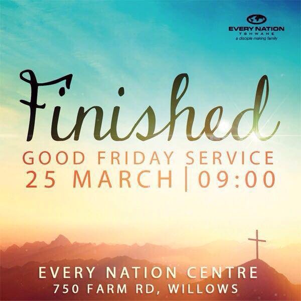 Come join us tomorrow at 9am. Good Friday service. We'd love to see you there. #finished #GoodFriday