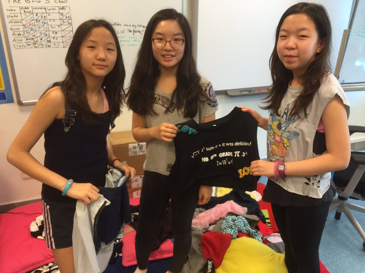 DrJonHill's tweet photo. #learnisb #isb1day upcycling used clothing by the 6th grade Eco-fashionistas. https://t.co/thIhtFhxa6