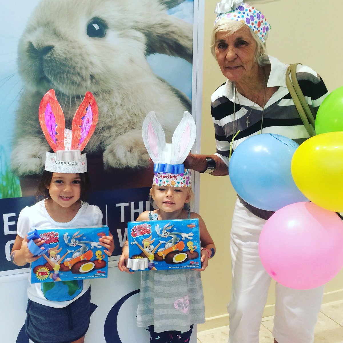 capegate's tweet photo. Granny getting into the Easter spirit #familyfun #CGEaster #bunnies https://t.co/1h1knSFn7B