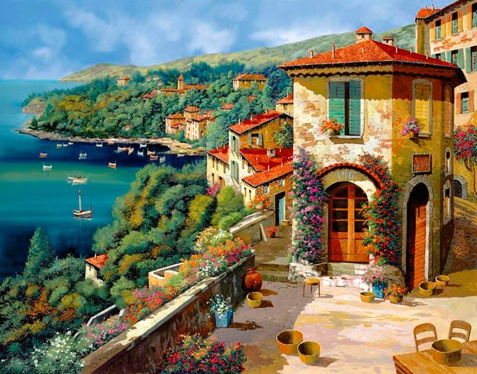 Guido Borelli 'Coastal Village'
