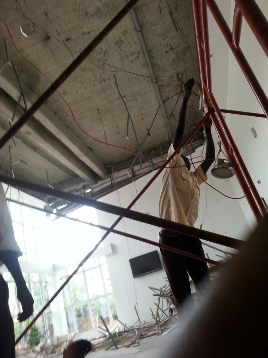 The ceiling on ground floor of Twed Towers has collapsed. Building houses Constitutional Court/Court of Appeal.