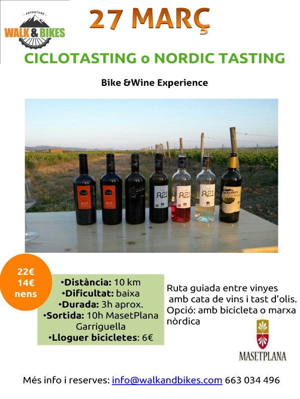 Masetplana's tweet photo. #BikeandWineExperience a Masetplana! Ruta guiada entre vinyes i cata de vins i tast d'olis. Bon pla per #diumenge! https://t.co/bWHBgJ5MRU