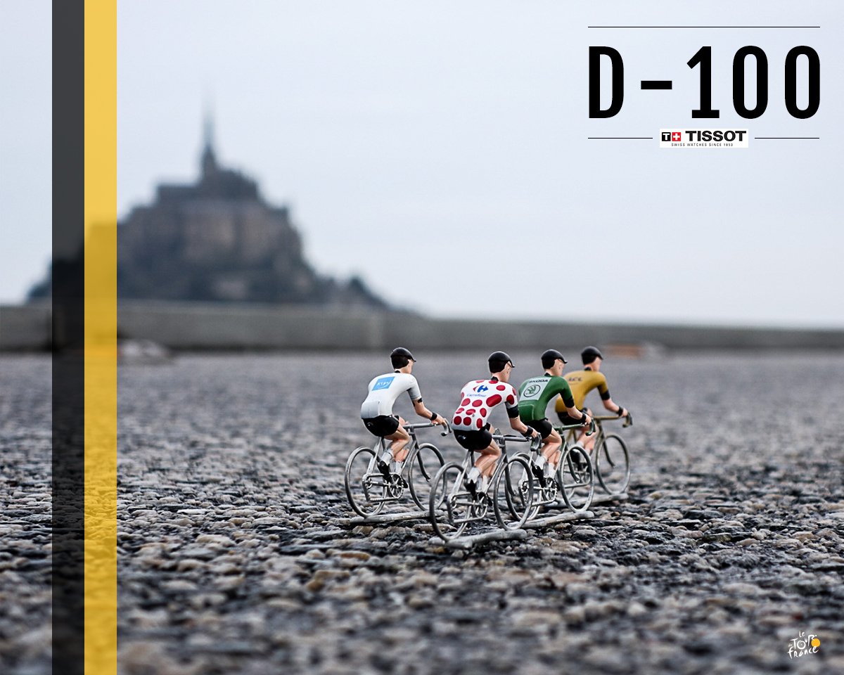 LeTour's tweet photo. ☀ D-100 before the 103rd edition of @letour ☀ The Mont-St-Michel is ready for the @LeTour_LaManche Grand Départ. https://t.co/1i9GTt4vSx