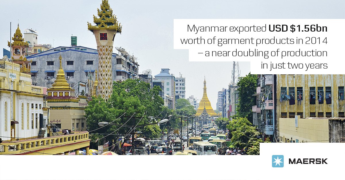 Maersk's tweet photo. Shirts, skirts and suits – how #Myanmar’s garment exports are driving growth: https://t.co/Wr6OxFFVem #EnableTrade https://t.co/Crw3geC401