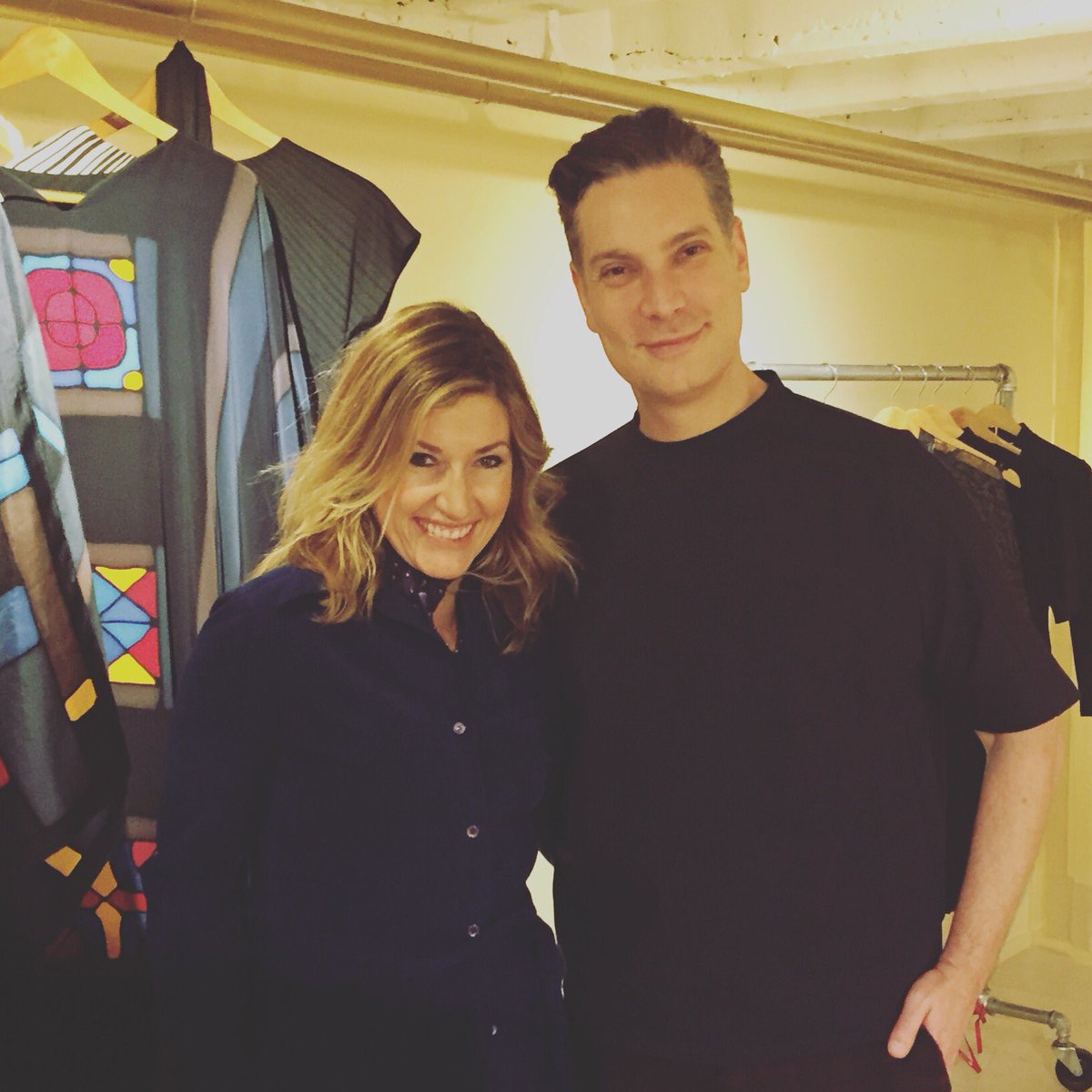 Hansinej's tweet photo. Here I am with the man and a steal of a coat @Cameron Silver on air now @wrs #halston #cameronsilver #VintageStyle https://t.co/Y4h3KTkkWo