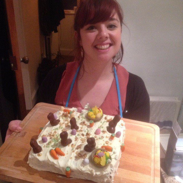 seniorinternet's tweet photo. This morning Christine brought in her #Easter Island carrot cake stuffed with nuts & berries! #GreatSeniorBakeOff https://t.co/ihTLaDg3Ie