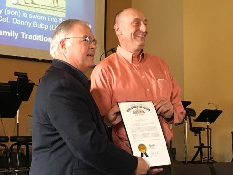bookly86's tweet photo. Honored to have Senator @jwuecker attend &amp; read #SenateProclamation at Steve's retirement party #USAF https://t.co/0nAeW0czN6