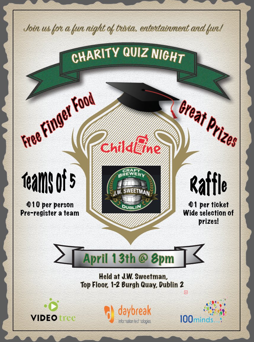 Farrahbu's tweet photo. Charity Quiz Night for @ISPCCChildline @100minds. Register by making your team donation at https://t.co/VUhCFD6FN9 https://t.co/mGWt68x31f