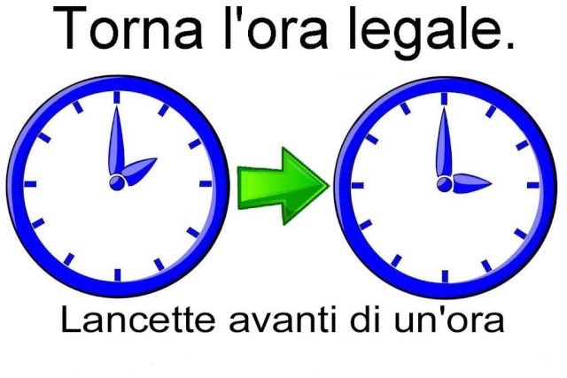 MeteoTweet24's tweet photo. Nella notte tra il 26 e il 27 marzo tornerà l'ora legale. Le giornate si allungheranno. Lancette avanti di un'ora. 🕒 https://t.co/fTT9YEtwfc