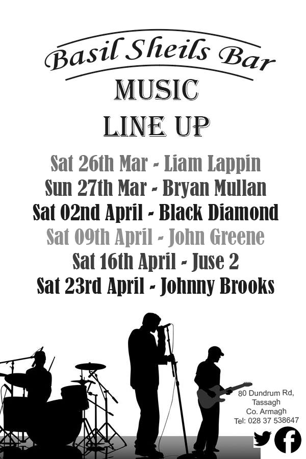 BasilSheilsBar1's tweet photo. LIVE MUSIC this Sat 26th by Mr @liam_lappin &amp; EASTER SUN by @bmuln23 #MusicLineUp #EasterWeekend #EnjoyFolks https://t.co/CqFF0QMU0K