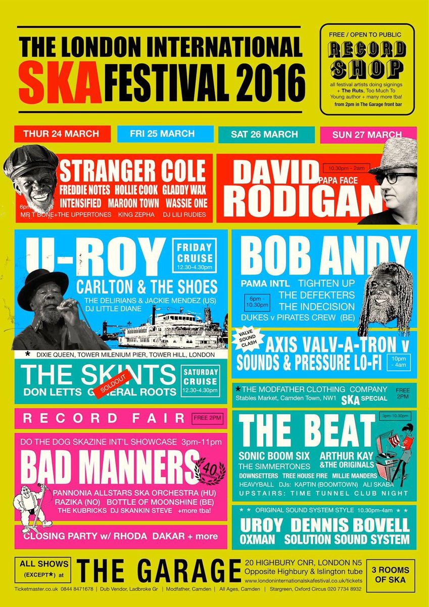 DavidRodigan's tweet image. Tonight I am playing a Ska set at midnight on the opening night of Ska Festival London at the Garage ...see flyer