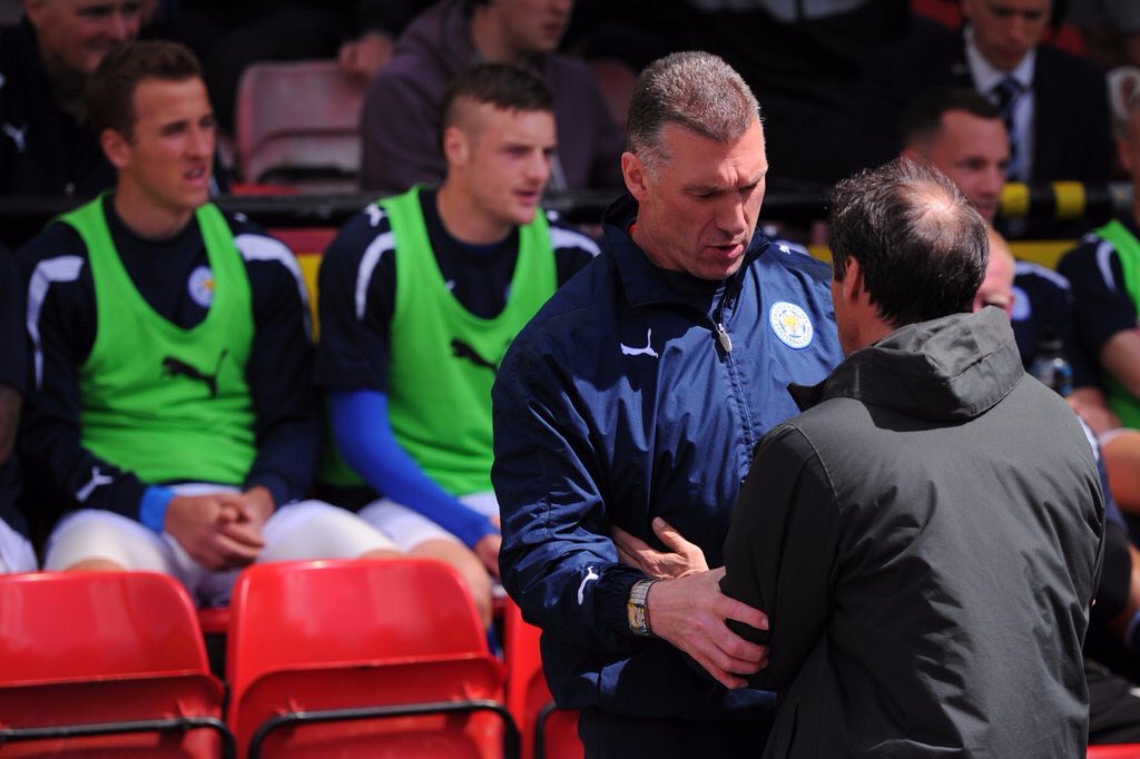 YesWeCrann's tweet photo. 2013 Championship Playoff Semifinal... Harry Kane, Jamie Vardy &amp; Danny Drinkwater on #LCFC's bench.

Time flies. https://t.co/uTTtFHurlJ